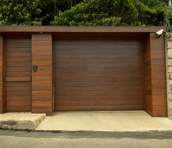 Wooden Garage with pedestrian door