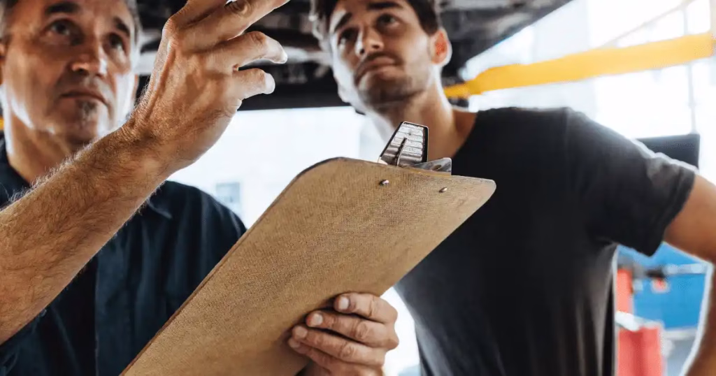 people checking garage door